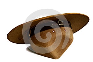 Brown brim hat (hat of scout) isolated on white background