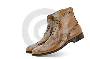 Brown brogue boots shoe.