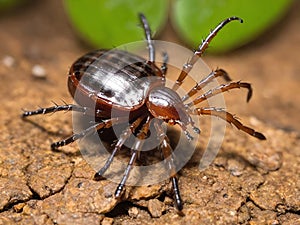 a brown bug on a rocky surface