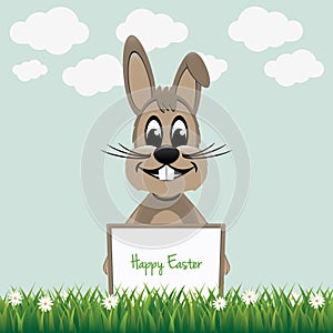 Brown bunny behind board vector