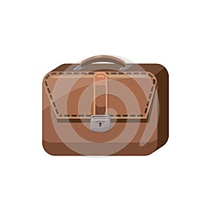 Brown business briefcase icon, cartoon style