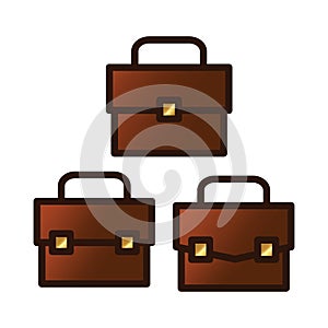 Brown business briefcase logo icon vector bundle set