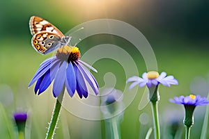 brown butterfly sit on purple flower