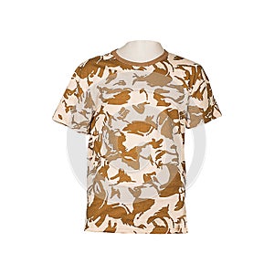 Brown camouflage T-shirt isolated on white