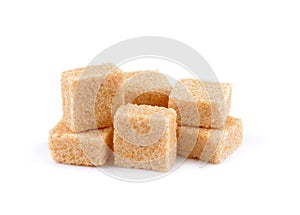 Brown cane sugar cubes, Brown cane sugar cubes isolated