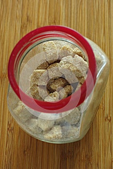 Brown cane sugar in a jar