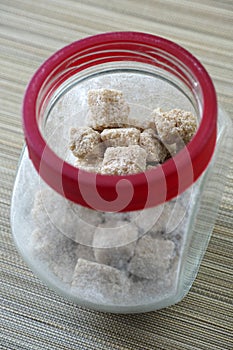 Brown cane sugar in a jar