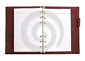 Brown canvas binder notebook isolated