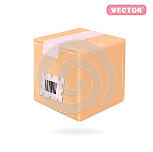 Brown cardboard box. Carton package 3d design vector illustration. Isometric delivery parcel on white background