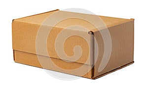 Brown cardboard box isolated on white background