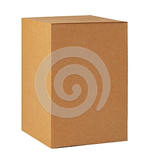 Brown cardboard box isolated on white background