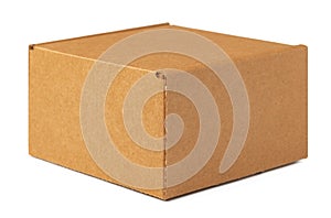 Brown cardboard box isolated on white background