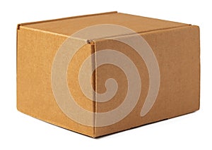 Brown cardboard box isolated on white background