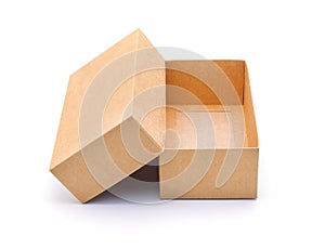 Brown cardboard box isolated on white background.
