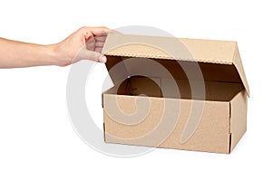 Brown cardboard box for packaging and delivery, isolated on white background