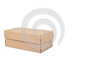 Brown cardboard box for packaging and delivery, isolated on white background, copy space template