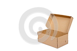Brown cardboard box for packaging and delivery, isolated on white background, copy space template