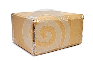 Brown cardboard box sealed with tape