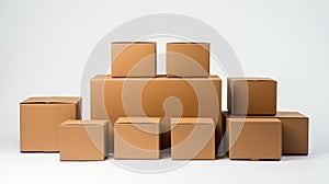 Brown cardboard box set on a white background