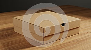 Brown cardboard box with a simple rectangular shape featuring a notch for easy