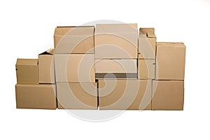 Brown cardboard boxes arranged in stack