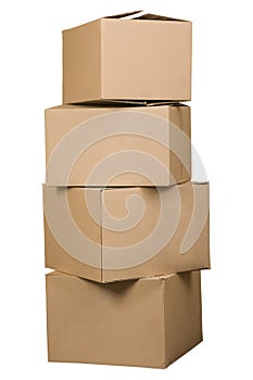 Brown cardboard boxes arranged in stack photo
