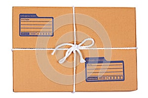 Brown cardboard postal box