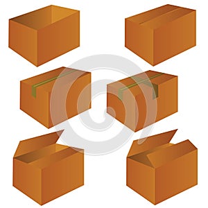 Brown cardboard shipping box vector illustration