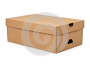 Brown cardboard shoe box with handles