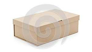 Brown cardboard shoe box isolated on white background