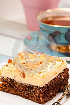 Domestico eccellente una carota torta sul bianco piatto 