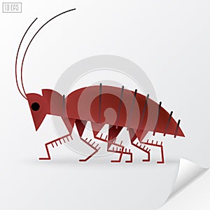 Brown cartoon cockroach in vector