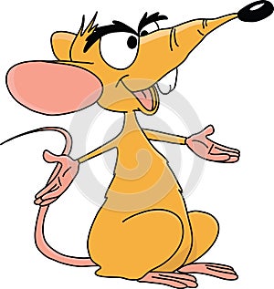 Brown cartoon mouse talking wisely vector photo