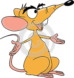 Brown cartoon mouse talking wisely vector