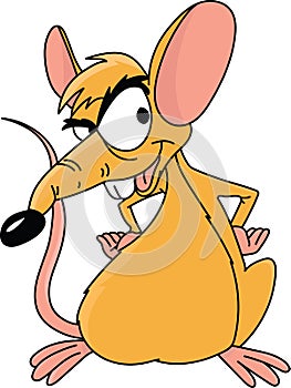 Brown cartoon mouse talking wisely vector photo