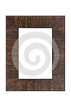 Brown carved cadre photo frame isolated on white background