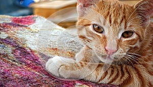 The Brown Cat on Carpet