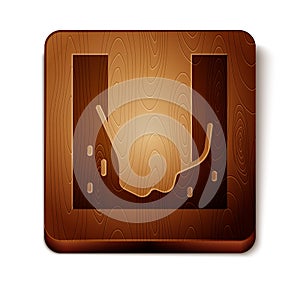 Brown Cemetery digged grave hole icon isolated on white background. Wooden square button. Vector