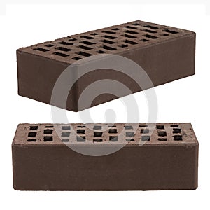 Brown ceramic brick is isolated on a white background