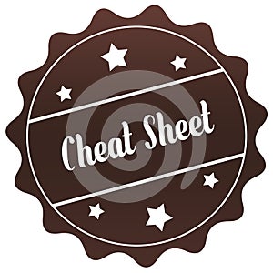 Brown CHEAT SHEET stamp on white background.