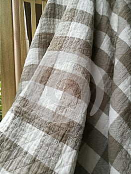 Brown checkered cotton blanket