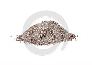 Brown Chia seeds on white background