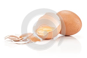 Brown chicken egg isolated on white