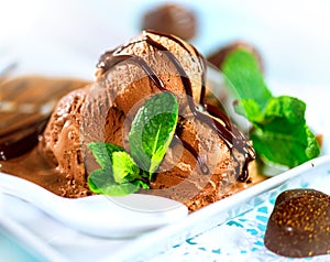 Brown chocolate ice cream