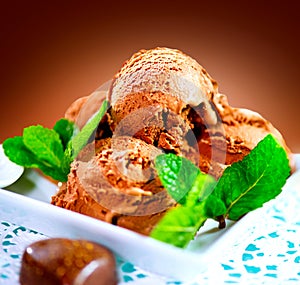 Brown chocolate ice cream