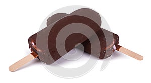 Brown chocolate ice cream isolated on white background.