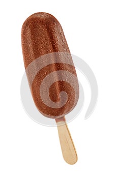 Brown chocolate ice cream popsicle isolated on white