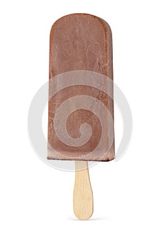 Brown chocolate popsicle ice cream isolated on white