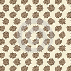 Brown chocolate round cookie drawing of a noiseless coffee pattern vector background. photo