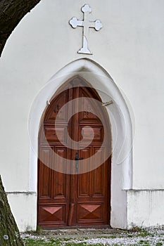 Brown church door